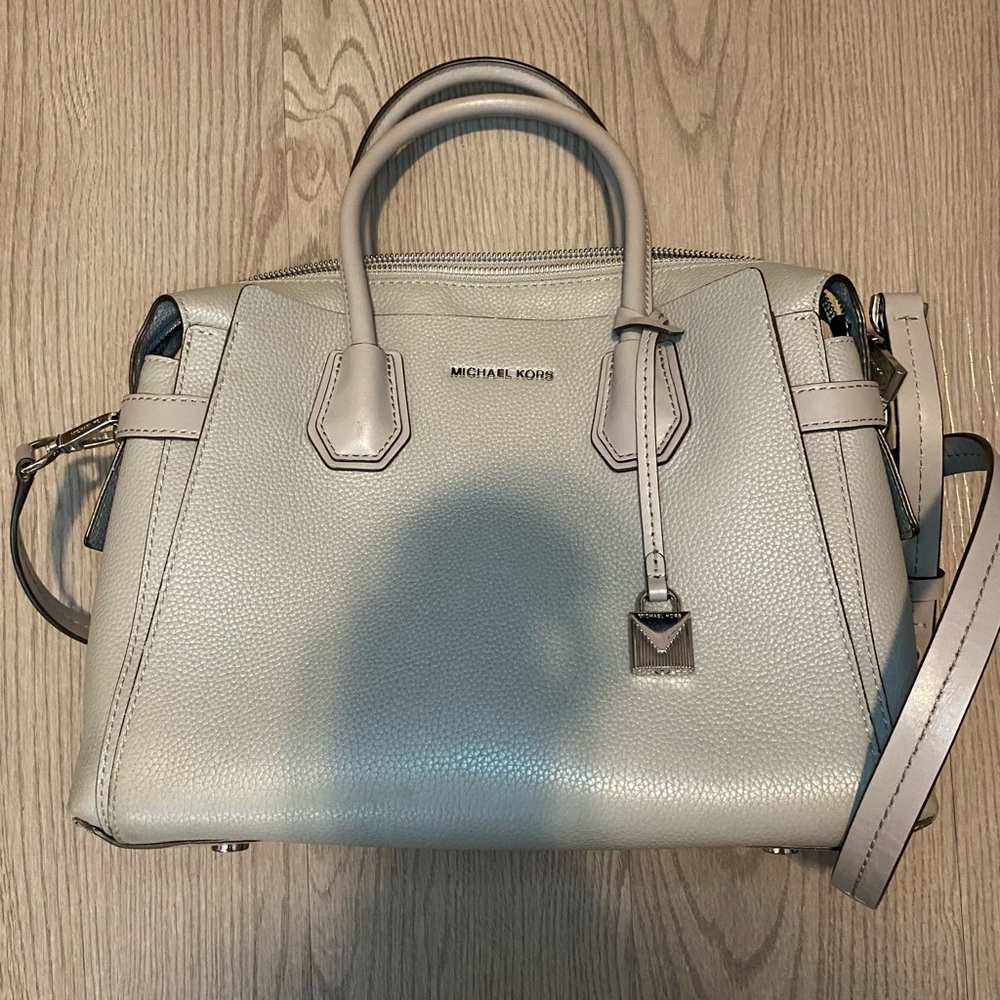 Michael Kors Gray Mercer Belted Satchel Purse